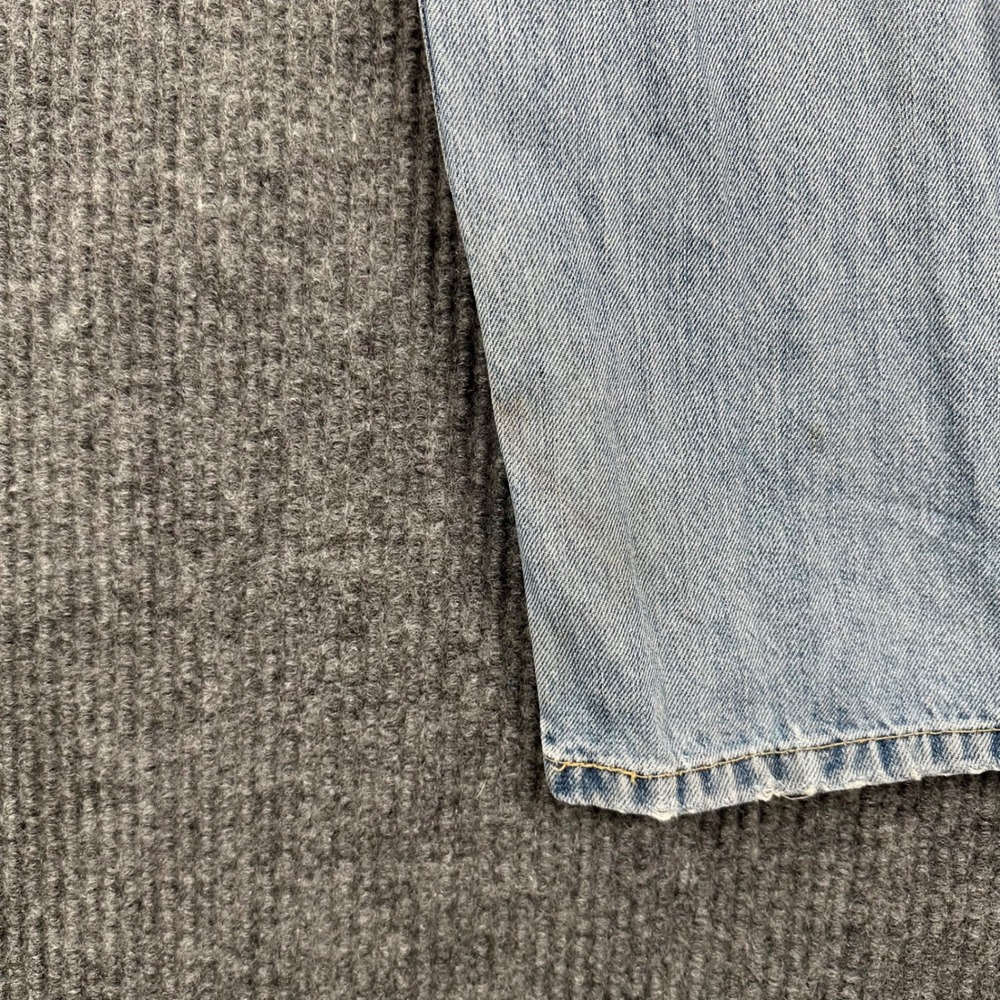 Levi's 505 Mens Regular Fit Straight Leg Jeans Light Wash Blue 34x30 Distressed - Picture 3 of 8